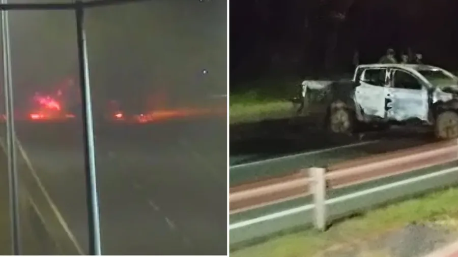 Corte en ruta 5 Sur, Araucanía, dejaron lienzos por desaparición de Julia Chuñil